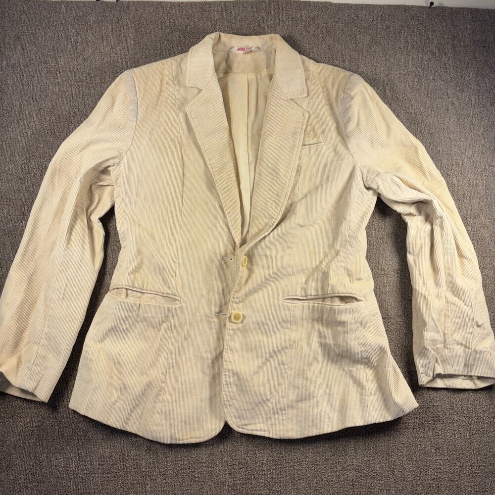 Vintage Jean Nicole Cream Corduroy Blazer Jacket Women’s 18x27 Korea Preppy